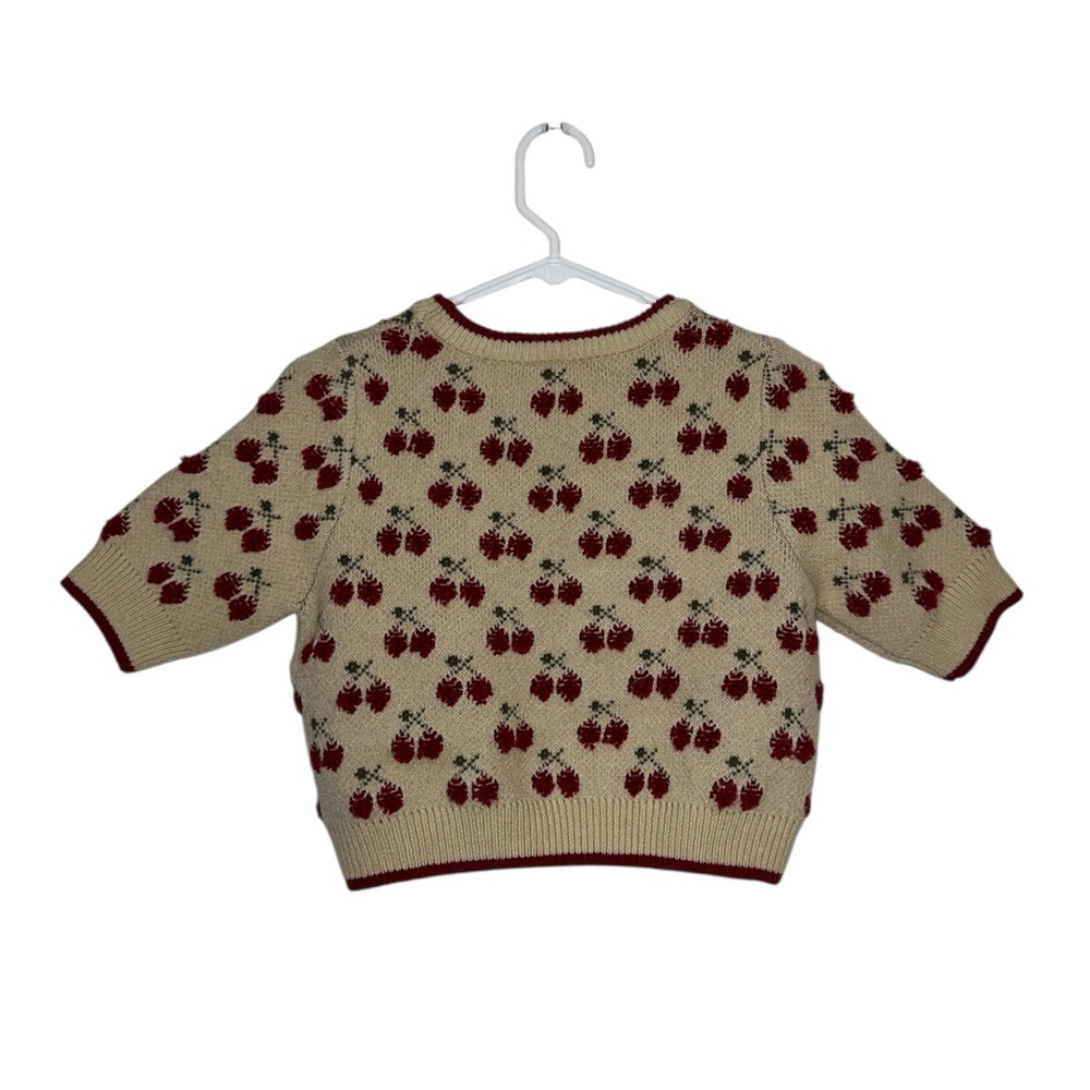 Cider Cherry Pattern Knitted Crop Top With Contrasting Binding - Picture 4 of 7